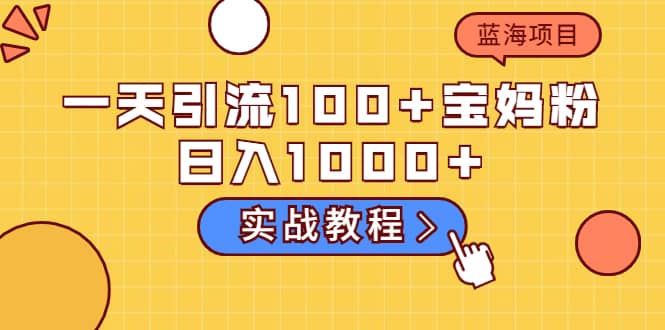 一天引流100+宝妈粉，日入1000+的蓝海项目（实战教程）-创易盟