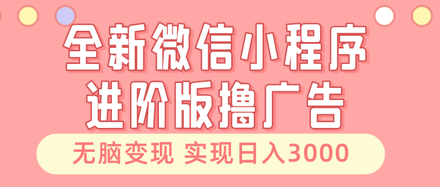 全新微信小程序进阶版撸广告 无脑变现睡后也有收入 日入3000＋-创易盟